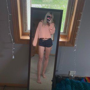 Forever 21 Coral Cropped Quarter Zip Up